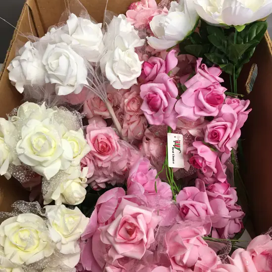 Box Lot Faux Rose Bunches