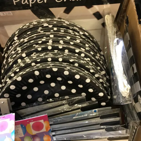 Box Lot Black & White Party Items