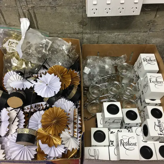 2 x Boxes Table Decorations, Black & White Candle Holders, Place Card Holders