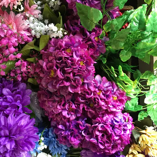 Box Lot Artificial Flowers & Leaves