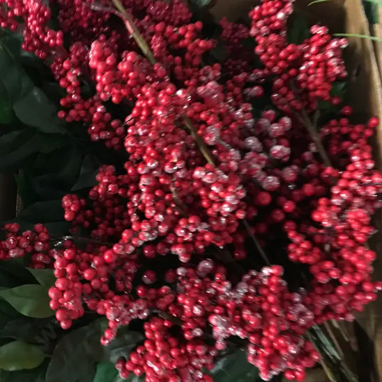 Box Lot Faux Red Berry Decorations