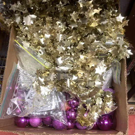 Box Lot Purple & Gold Christmas Decorations