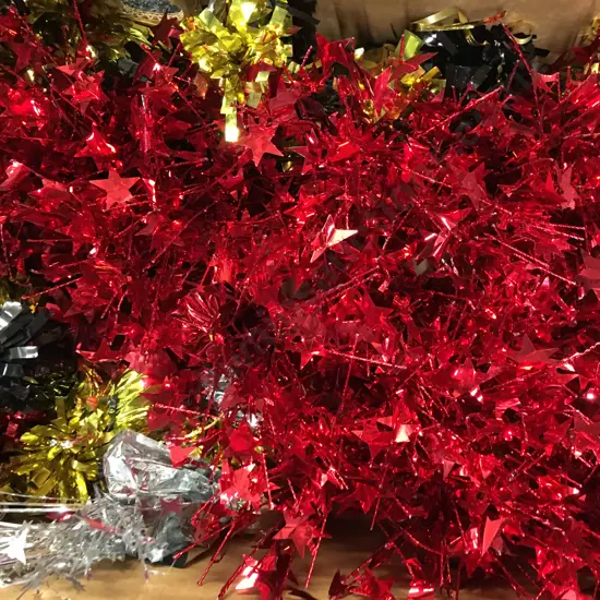 Box Lot Red, Silver, Gold, Black Foil Table Balloon Weights