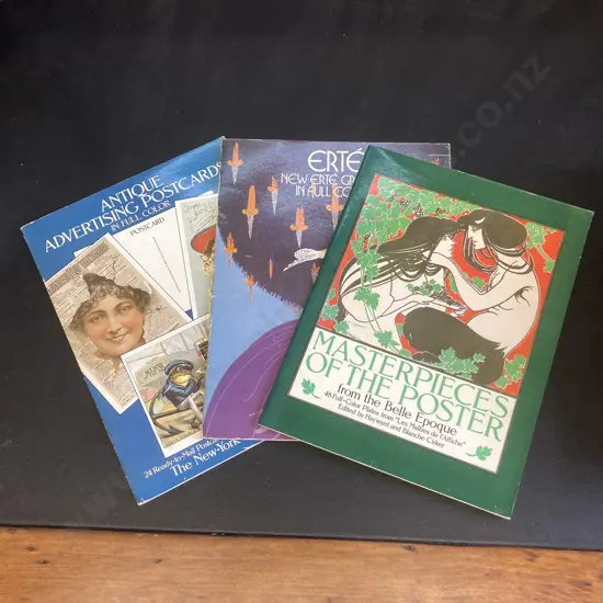 Vintage Masterpieces Of The Poster From The Belle Epoch 1983, Antique Advertising Postcards & Erte New Graphics Books