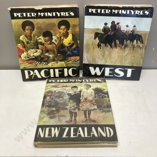 Peter McIntyre's Books - 'West' 'Pacific' & 'New Zealand' First Edition Hardcovers