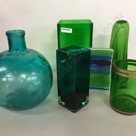 Assorted Green Glass Items
