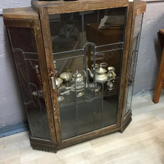 Art Deco Leadlight China Cabinet Borer Evident H108,W92,D33cm.