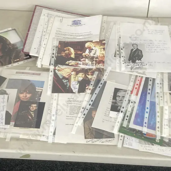 Folder of Autographs, Photos, Correspondence Etc  British, Dr Who Etc