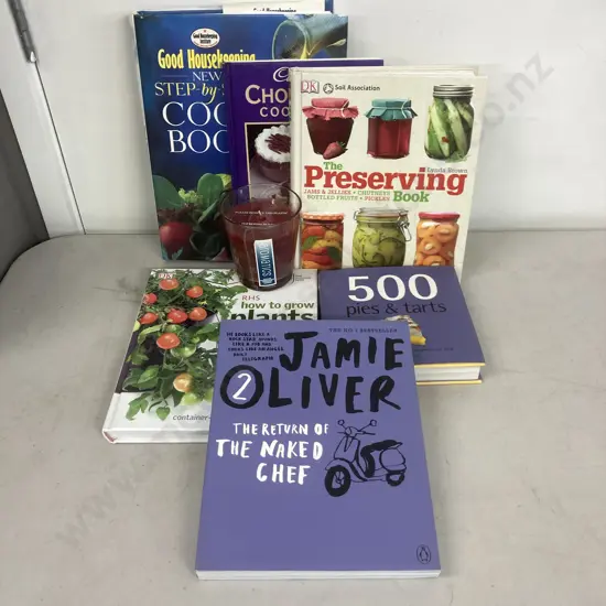 Books - Jamie Oliver Return Of The Naked Chef, RHS Plants In Pots Etc & Aromatics Scented Candle