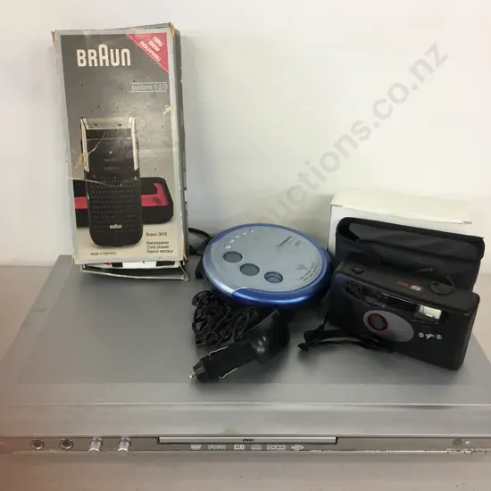DSE DVD Player, Panasonic MP3, Braun Radio & Camera.