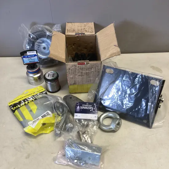 Box Lot King Tony 3/4" Dr 46mm Socket, Sinkers, Solder, Bolts Etc