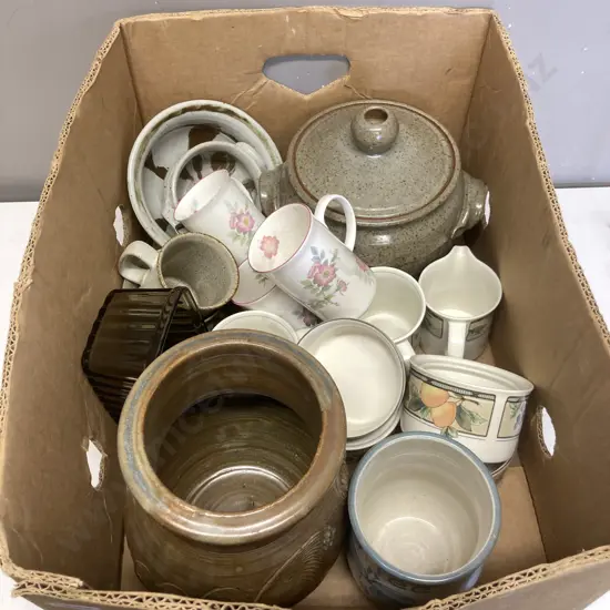 Box Lot Pottery, China Tea Cups Etc
