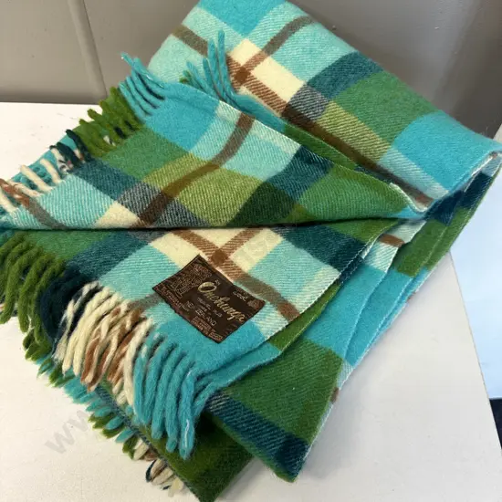 Onehunga Woollen Travel Rug Turquoise, Brown & Cream Tones