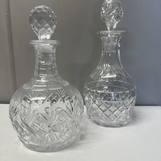 Vintage Cut Crystal Spirit Decanters x2