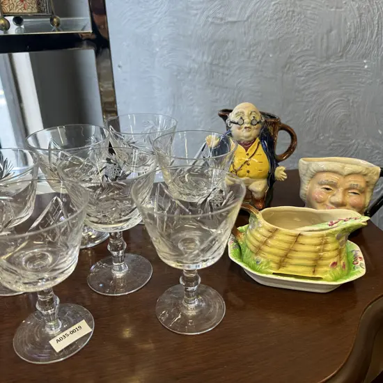 Stemmed Glasses & China Items including Royal Winton, Burleigh Ware Etc.