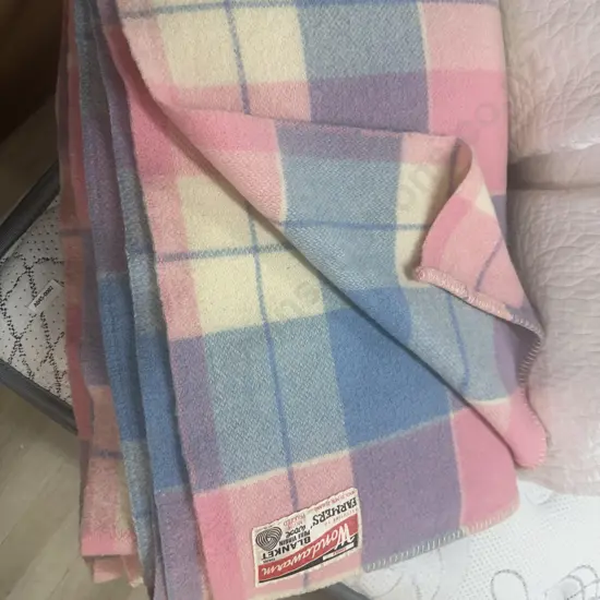 Pair Of Vintage Woollen Blankets Pink Tones