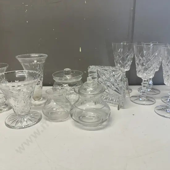 Selection Of Crystal Items Including Glasses, Vases Etc