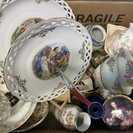 Assorted China Items Including Cake Plate,Trinket Dishes Etc