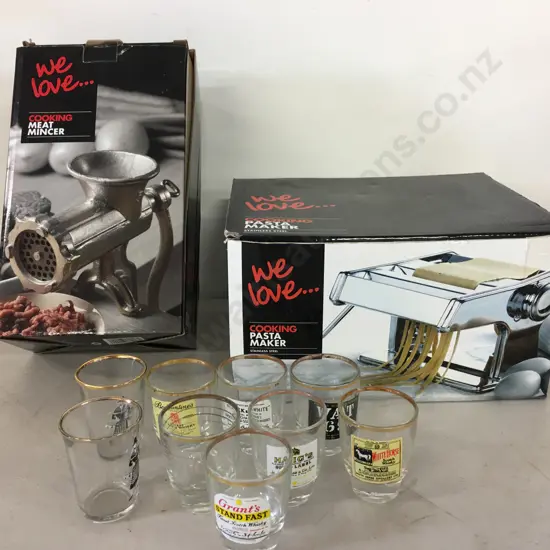 We Love... Cooking Meat Mincer, Pasta Maker & Assorted Vintage Shot Glasses