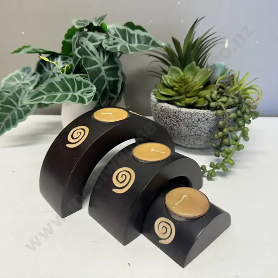 Faux Plants & Pots With Decorative Candle Holders