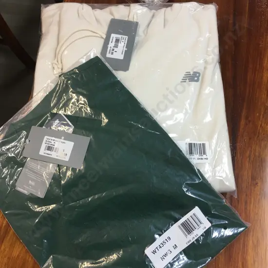 New Balance Hoodie Linen Colour & Dark Green Embossed Tee Shirt, Size M