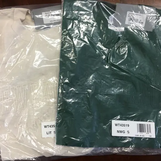 New Balance Linen Colour & Dark Green Embossed Tee Shirts, Size S