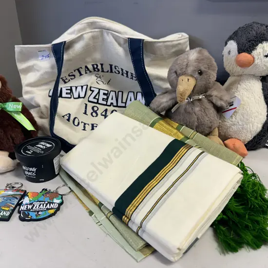 Kiwiana Bag, Soft Toys, Fabric, Hand Cream Etc