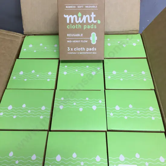 Bamboo Soft Washable Mint Cloth Pads - 12 x Boxes of 3 x Cloth Pads