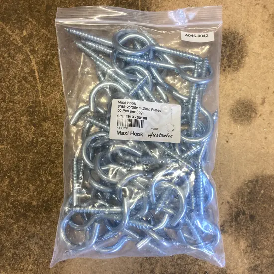 Maxi Hook 6*88*25*35mm, Zinc Plated - Bag of 50