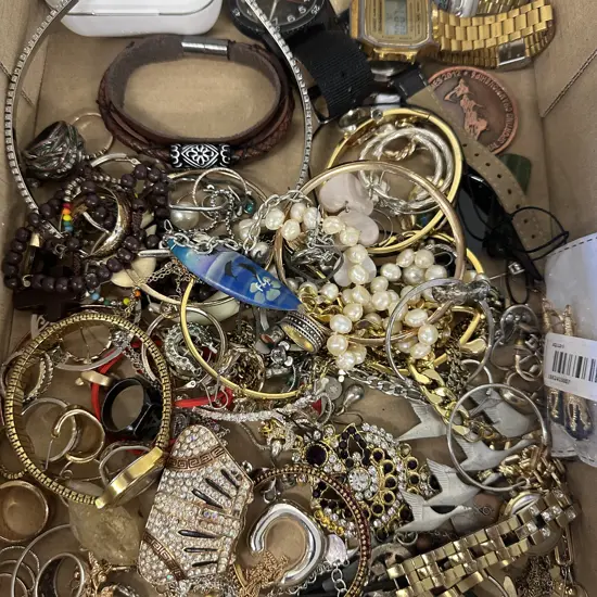 Assorted Jewellery, Medal, Rings, Charging Case, Watches Etc