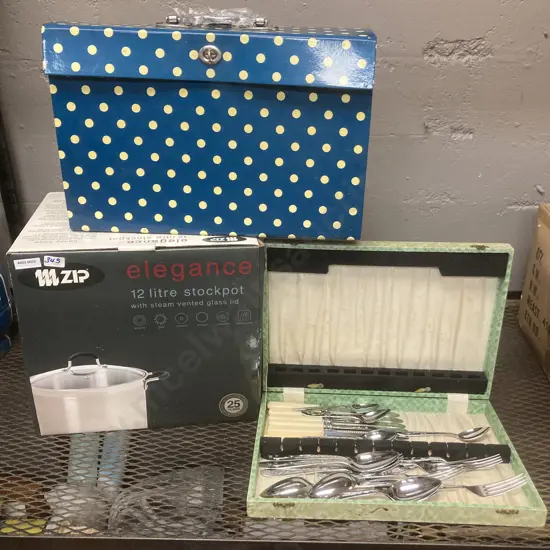 Zip 12 Litre Stockpot, Boxed Cutlery Set Etc