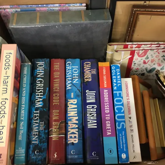 Box Lot Books, Photo Frames, Notebooks, Albums Etc(Not Saleable Donated)
