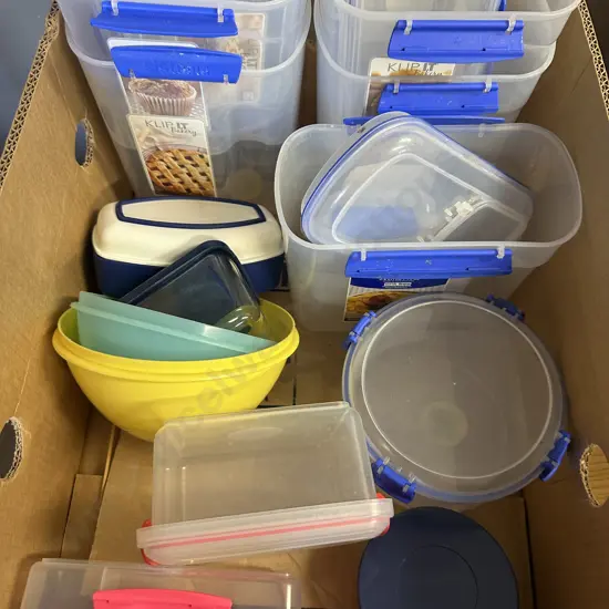 Box Of Assorted Sistemia & Tupperware Items
