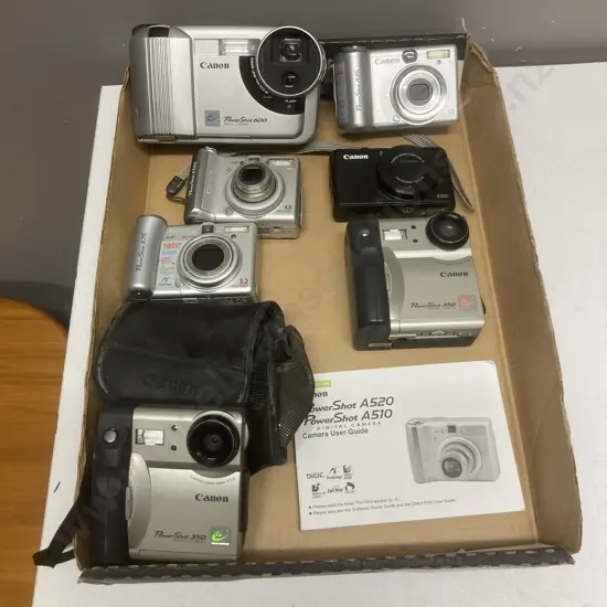 Lot of Seven Canon PowerShot Cameras