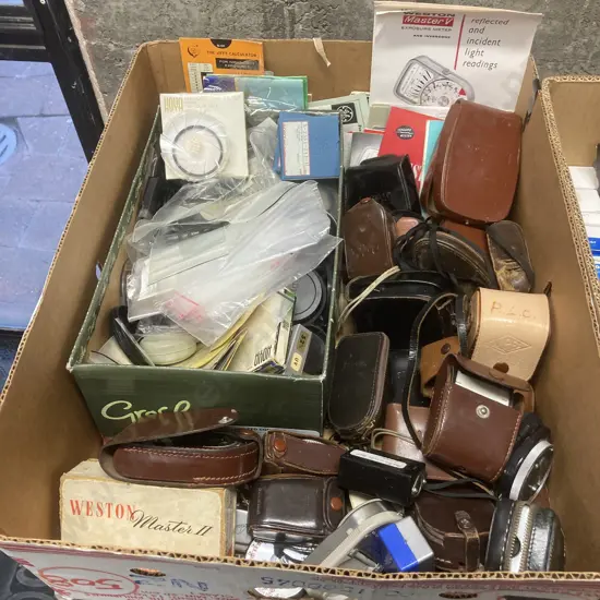Box Lot Camera Gear - Filters, Light Meters Etc