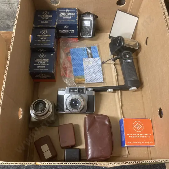 Box Lot Camera Gear -  Assorted Hanimex & Agfa