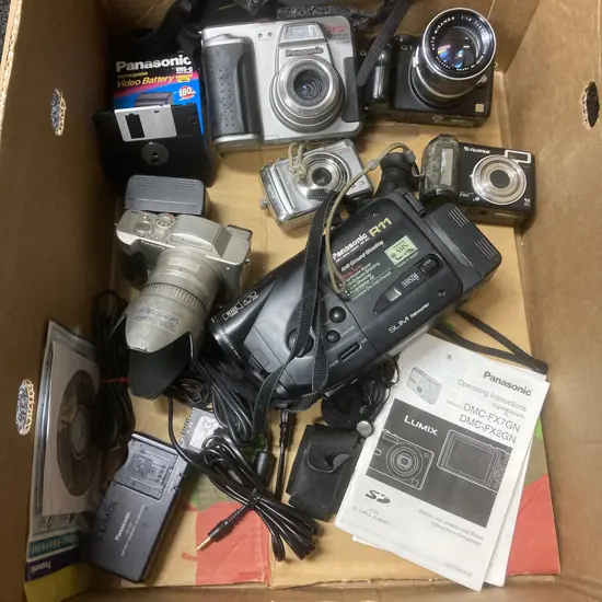 Box Lot Camera Gear - Panasonic & FujiFilm Etc