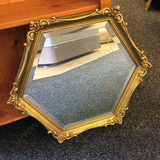 Ornate Art Deco Gilt Bevelled Edge Mirror 