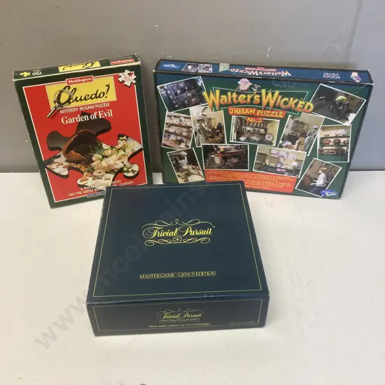 Jigsaws x 2 - CLUEDO Garden Of Evil, Walters Wicked No 2, & Trivial Pursuit Mastergame (sold with 52)