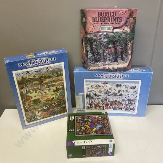 Jigsaws x 4 - Big ben 1500, Buried BluePrints, Worlds Most Beautiful Jigsaws