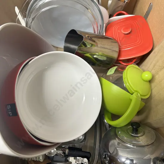 Selection Of Kitchen Ware Including Casserole Dishes, Teapots Etc