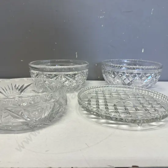 Vintage Crystal Bowls & Footed Plate Including Stuart Etc