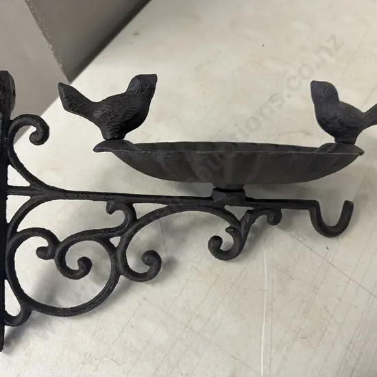 Rustic Cast Iron Bird Feeder With Hanging Wall Bracket