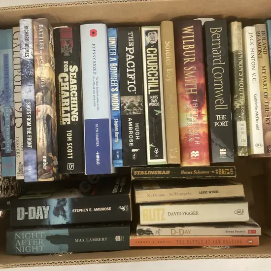 Box lot Books - War, War History, Novels Etc