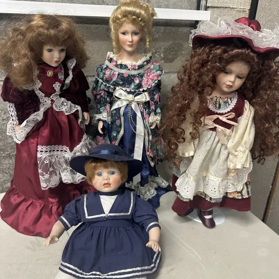 Selection Of Vintage Porcelain Dolls x4