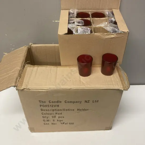 Box lot New Red Votive Holders, 96 Pieces