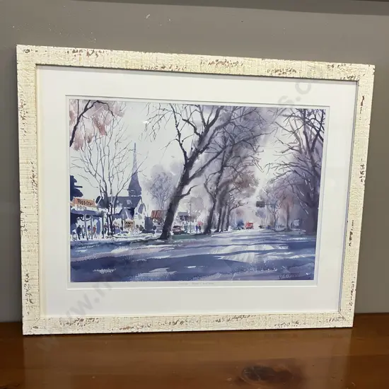 "The White Church" Entrance Into Cambridge by J.K. Reed Framed Print. 51 x 64cm