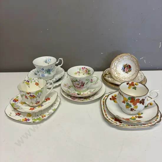 Assorted English Trios including Royal Albert, Aynsley,Royal Doulton, Paragon