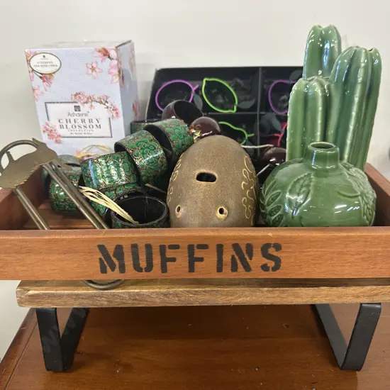 Wooden Stand, Muffin Tray, Ornaments, Napkin Rings Etc