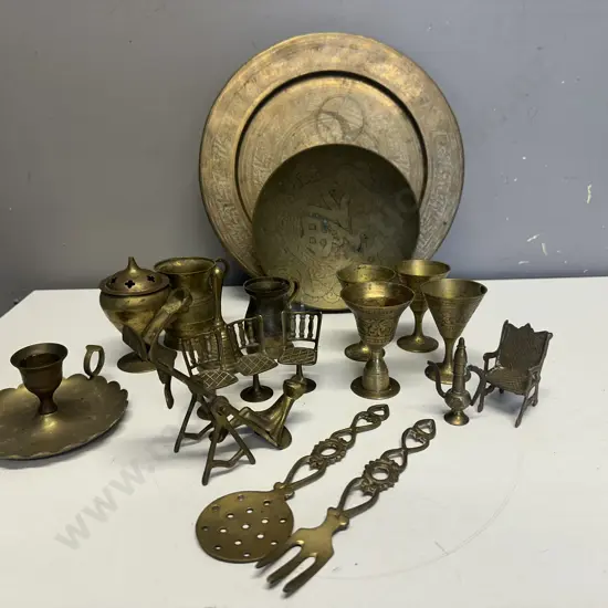 Selection of Vintage Brassware Including In Incense Burner, Goblets Etc